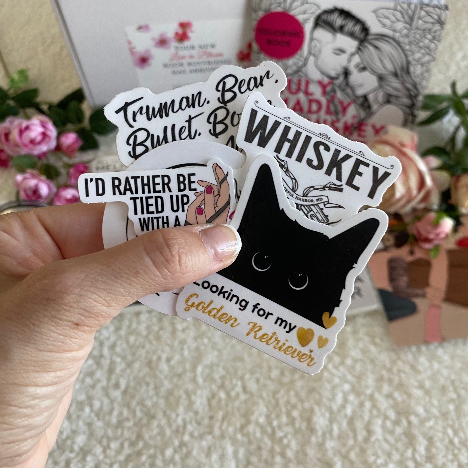 Exclusive Limited Edition Love in Bloom Book Boyfriend Golden Retriever/Black Cat Trope Box