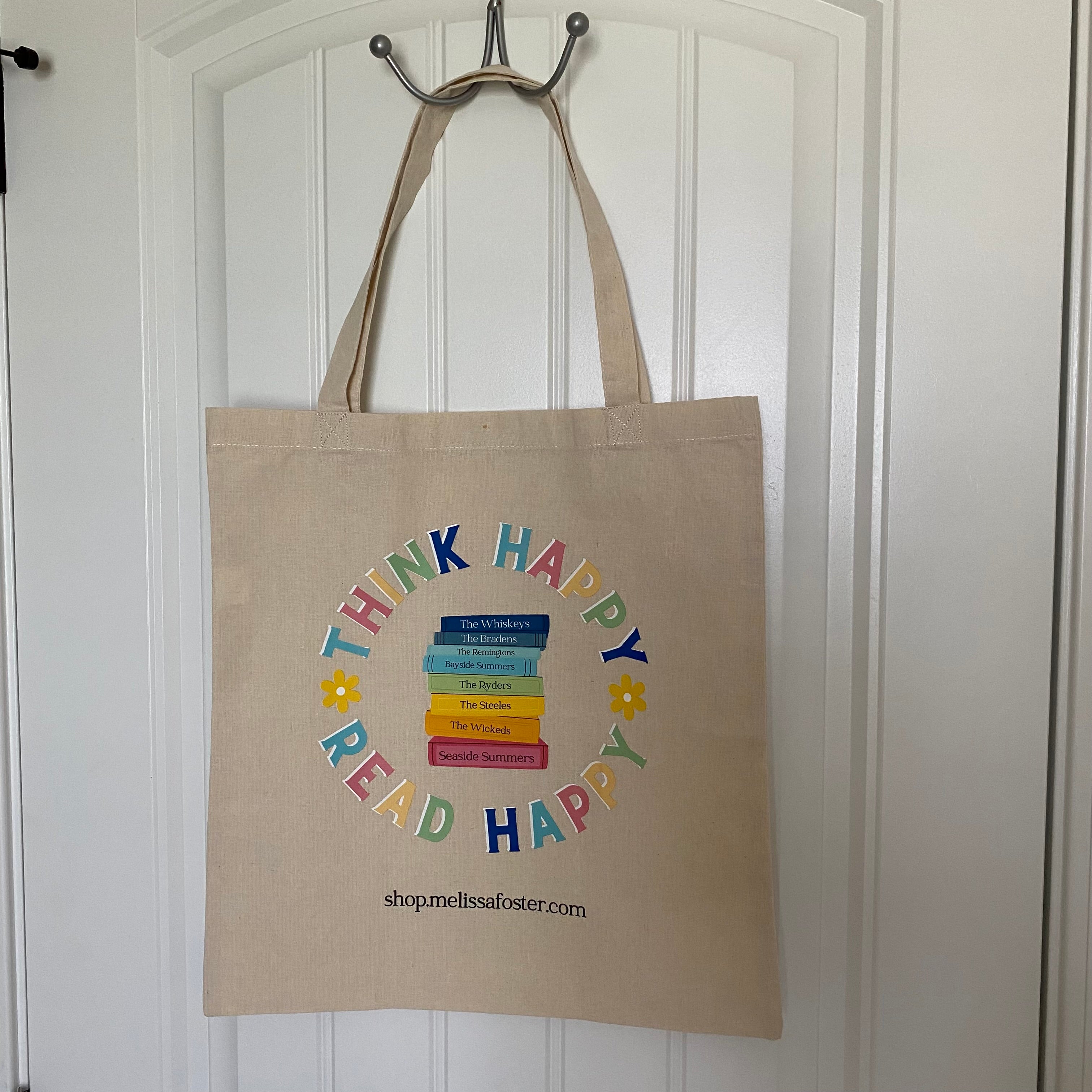 Think Happy Read Happy cotton tote bag