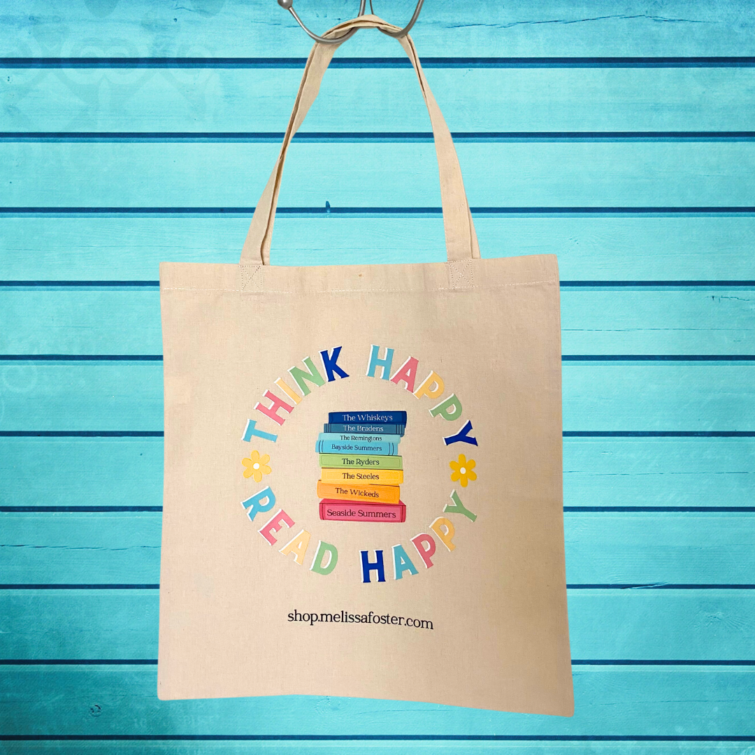 Think Happy Read Happy cotton tote bag